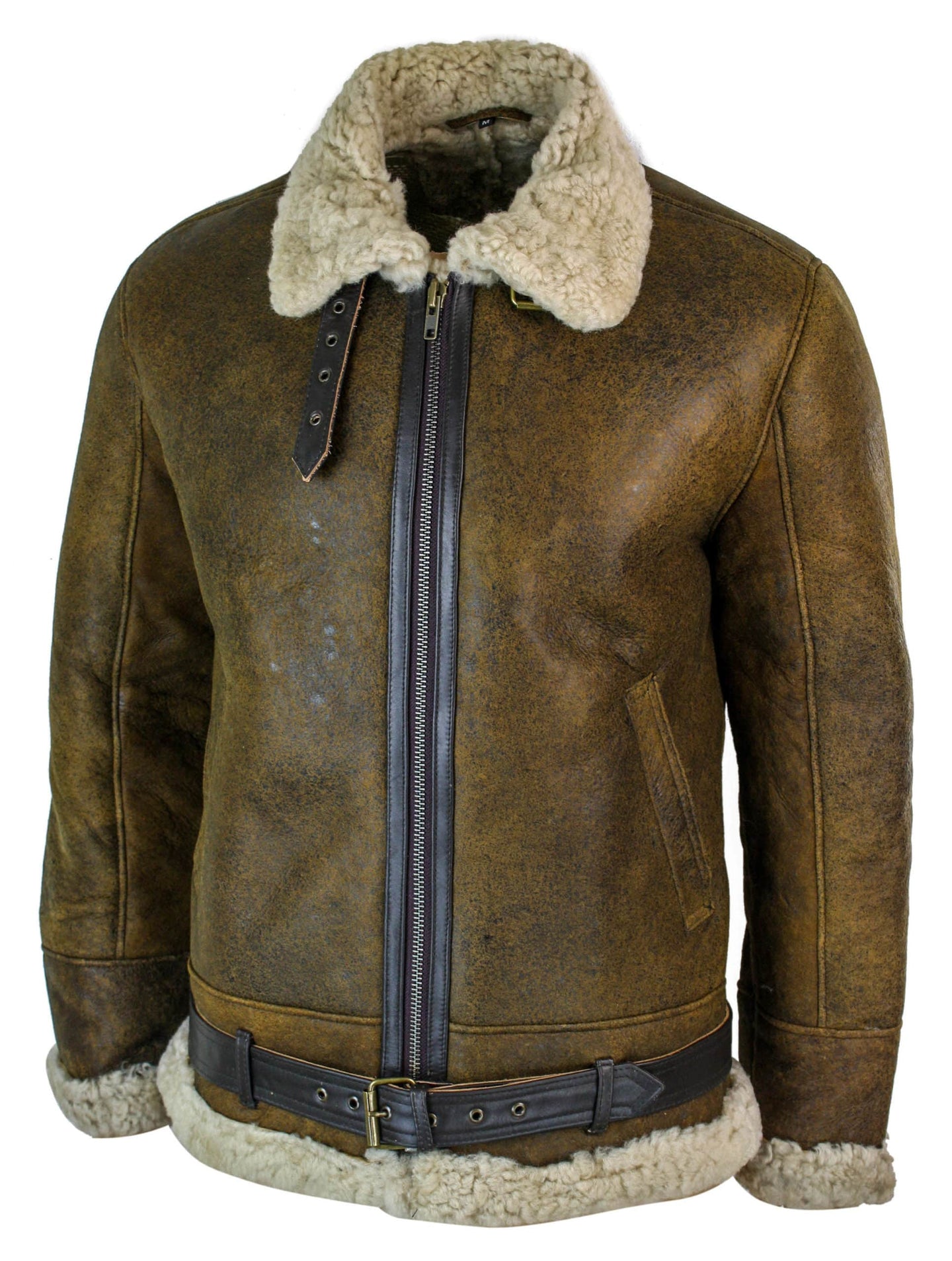 Infinity EK02 Ανδρικό Vintage Antique Sherling Sheepskin Cream Γούνινο Μπουφάν Πιλότου RAF της Πολεμικής Αεροπορίας