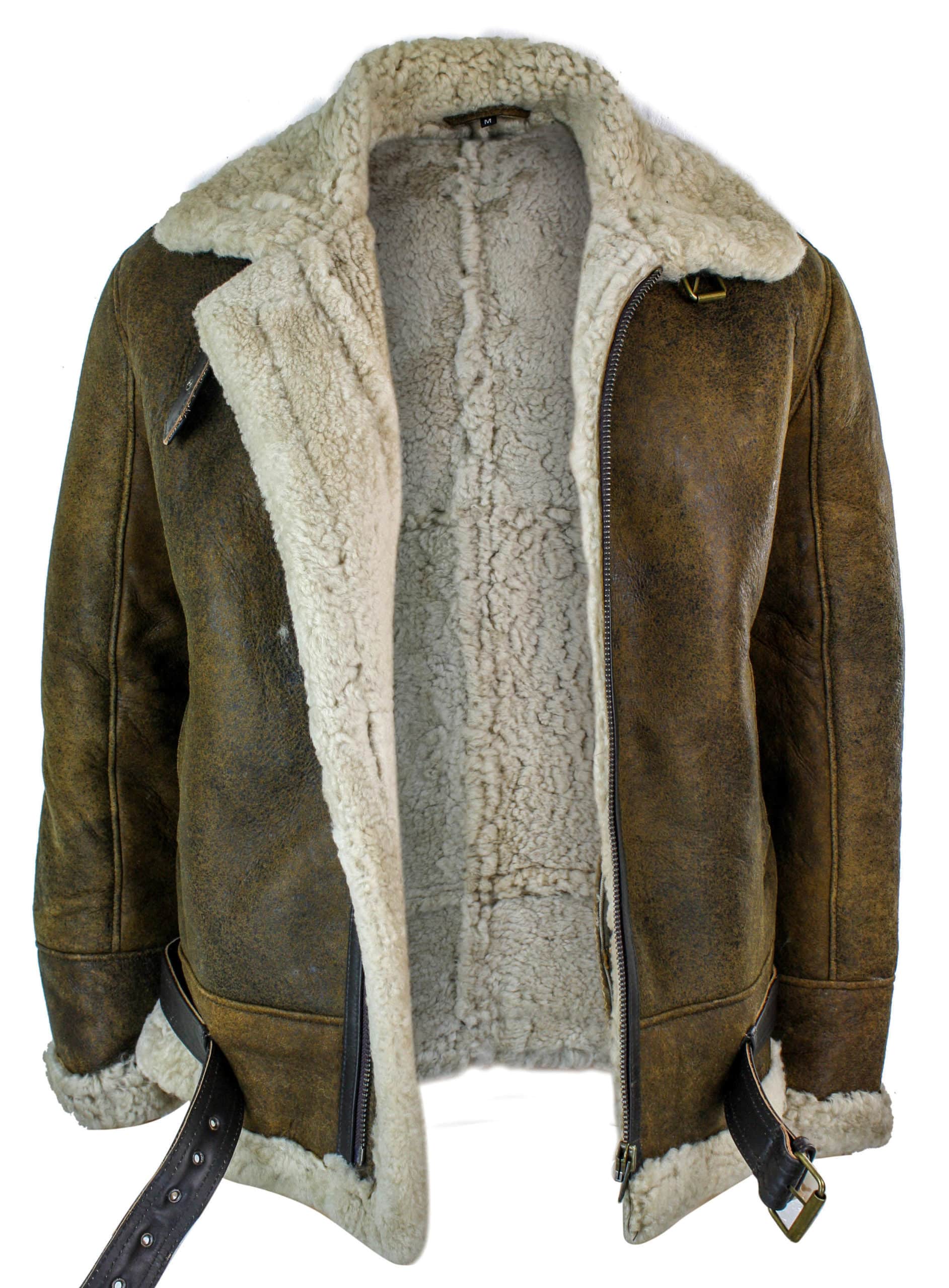 Infinity EK02 Ανδρικό Vintage Antique Sherling Sheepskin Cream Γούνινο Μπουφάν Πιλότου RAF της Πολεμικής Αεροπορίας