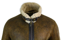 Infinity EK02 Ανδρικό Vintage Antique Sherling Sheepskin Cream Γούνινο Μπουφάν Πιλότου RAF της Πολεμικής Αεροπορίας