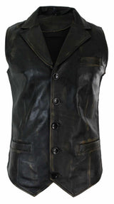 Ανδρικό Γιλέκο από Γνήσιο Δέρμα, Καφέ, Μαύρο, Έξυπνο, Καθημερινό, Vintage, Ρετρό-Καφέ