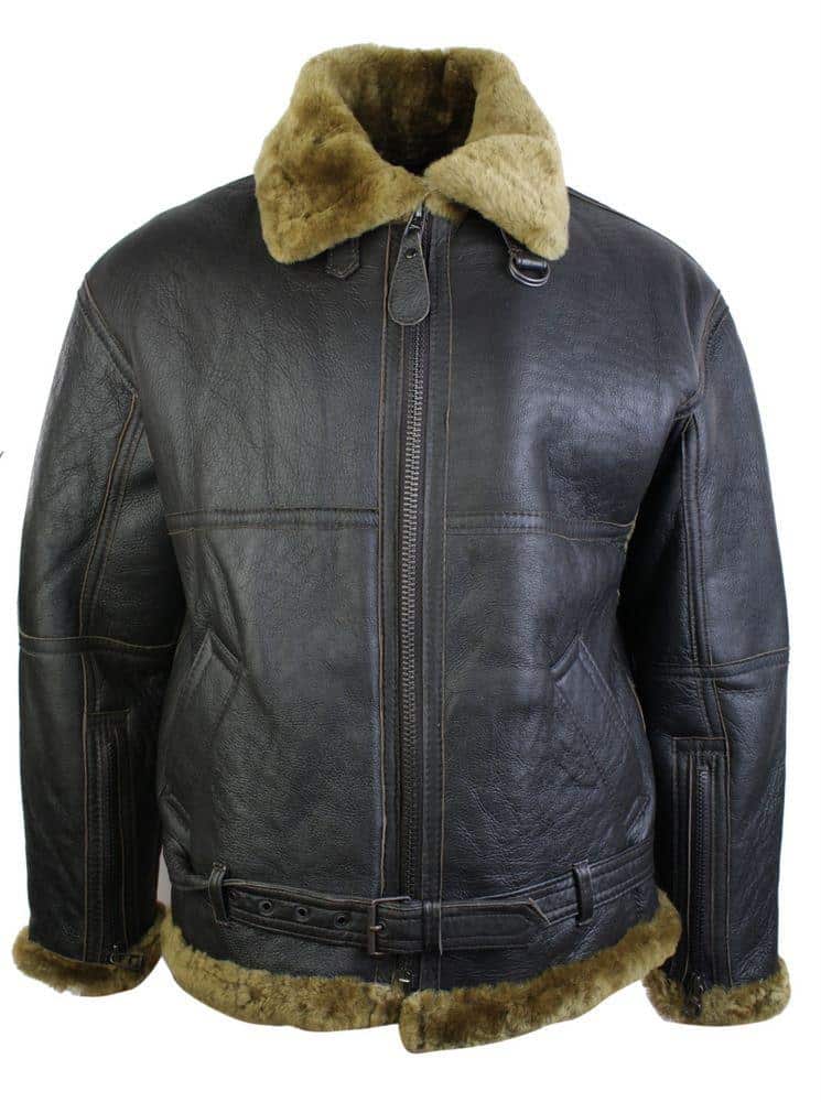 Ανδρικό καφέ μπουφάν RAF Sheepskin Flying Pilot Classic καφέ τζιν