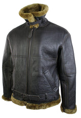 Ανδρικό καφέ μπουφάν RAF Sheepskin Flying Pilot Classic καφέ τζιν