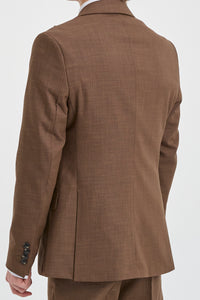 Ανδρικό απλό καφέ κοστούμι James 3 τεμαχίων με κλασική εφαρμογή