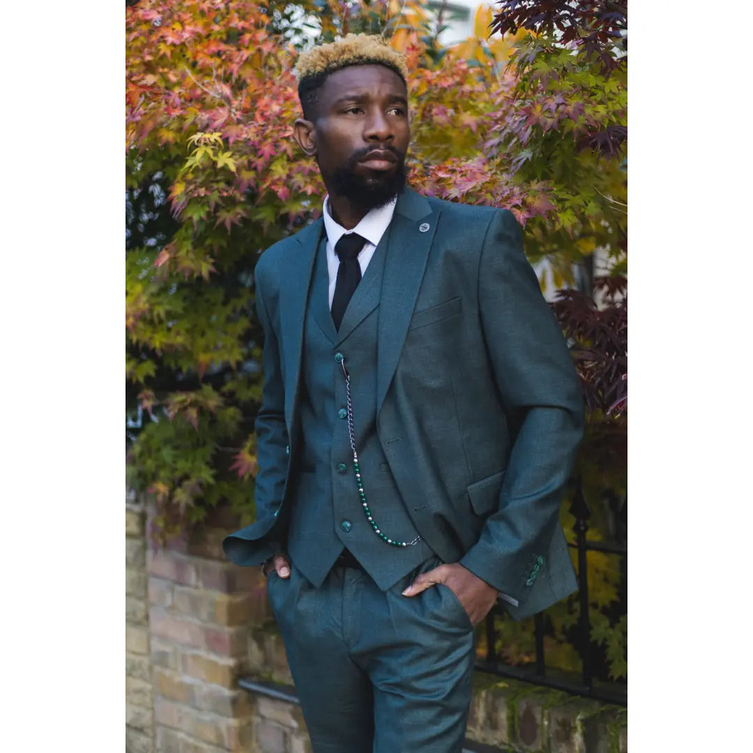 Ανδρικό κλασικό πράσινο κοστούμι 3 τεμαχίων James