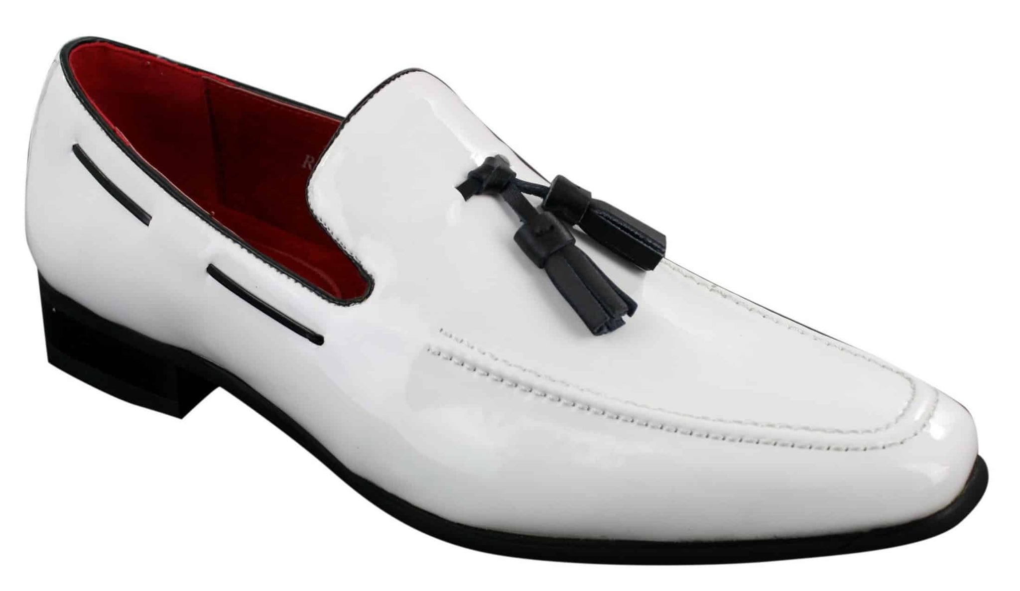 Ανδρικά Slip-On Loafers με γυαλιστερό λουστρίνι και φούντα, δερμάτινα, smart casual παπούτσια