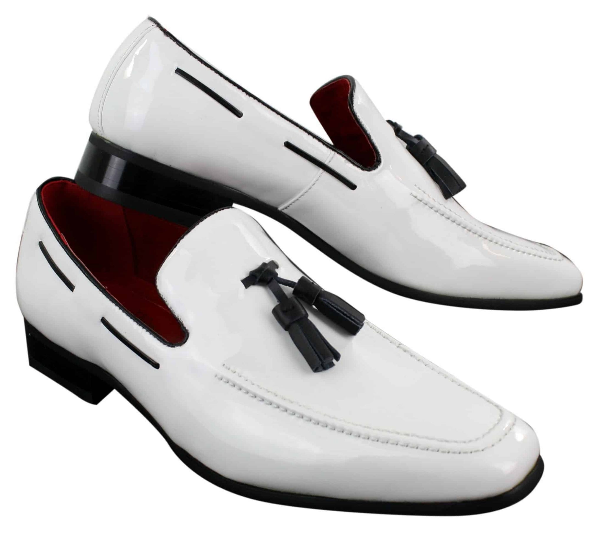 Ανδρικά Slip-On Loafers με γυαλιστερό λουστρίνι και φούντα, δερμάτινα, smart casual παπούτσια