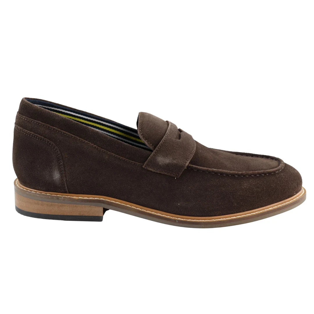 Ανδρικά μοκασίνια από γνήσιο σουέτ, slip-on, καφέ, κομψά, casual, κλασικά, άνετα, σε άνετη γραμμή