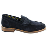 Ανδρικά μοκασίνια από γνήσιο σουέτ, slip-on, μπλε, κομψό, casual, κλασικό, άνετη εφαρμογή