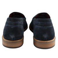 Ανδρικά μοκασίνια από γνήσιο σουέτ, slip-on, μπλε, κομψό, casual, κλασικό, άνετη εφαρμογή