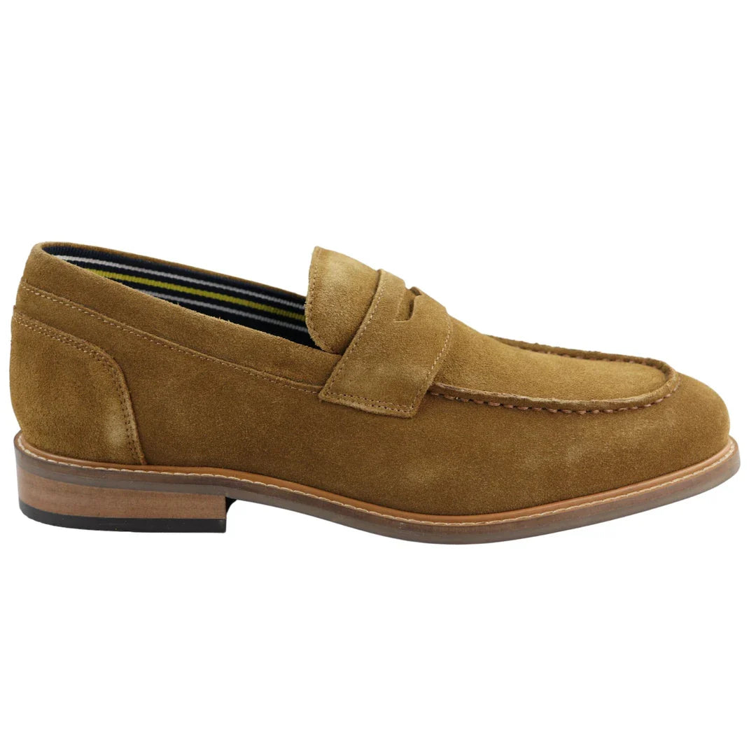 Ανδρικά μοκασίνια από γνήσιο σουέτ, slip-on, καφέ, κομψά, casual, κλασικά, άνετα, σε άνετη γραμμή