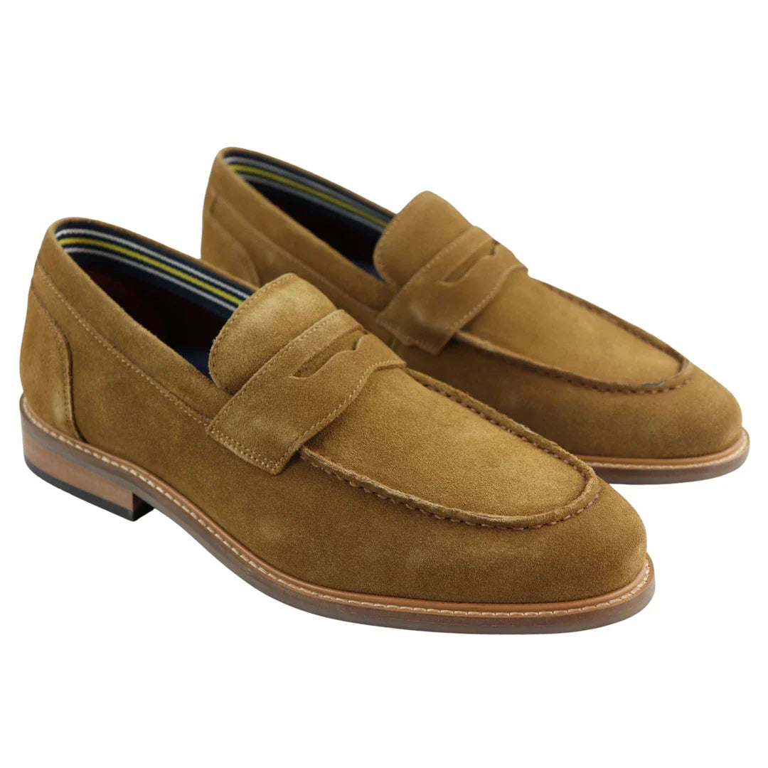 Ανδρικά μοκασίνια από γνήσιο σουέτ, slip-on, καφέ, κομψά, casual, κλασικά, άνετα, σε άνετη γραμμή