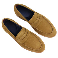 Ανδρικά μοκασίνια από γνήσιο σουέτ, slip-on, καφέ, κομψά, casual, κλασικά, άνετα, σε άνετη γραμμή