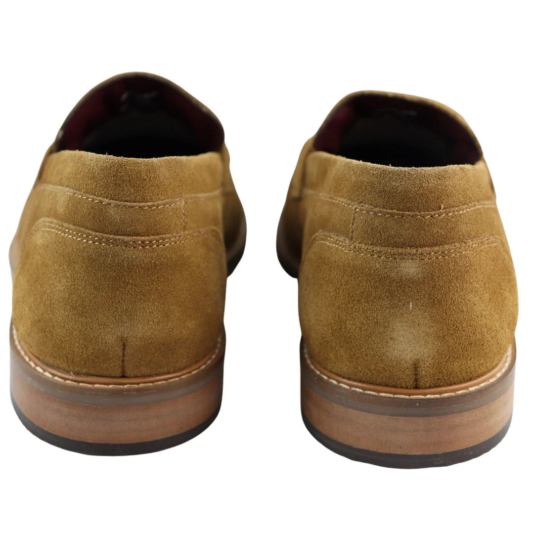 Ανδρικά μοκασίνια από γνήσιο σουέτ, slip-on, καφέ, κομψά, casual, κλασικά, άνετα, σε άνετη γραμμή