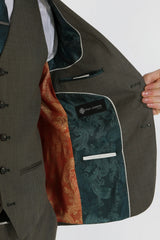 Ανδρικό κοστούμι Kurt Sage Green, 3 τεμαχίων, με ραφές και εφαρμογή, για καλοκαιρινούς γάμους