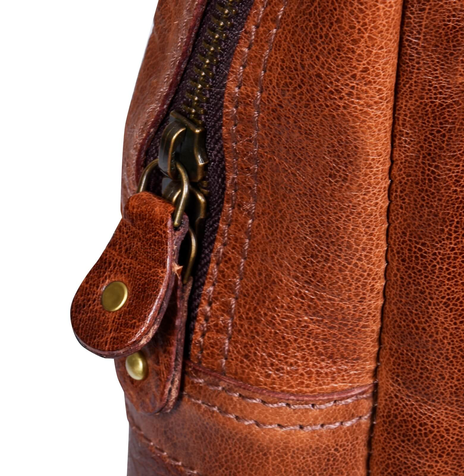 Τσάντα χειρός από γνήσιο δέρμα - καφέ,