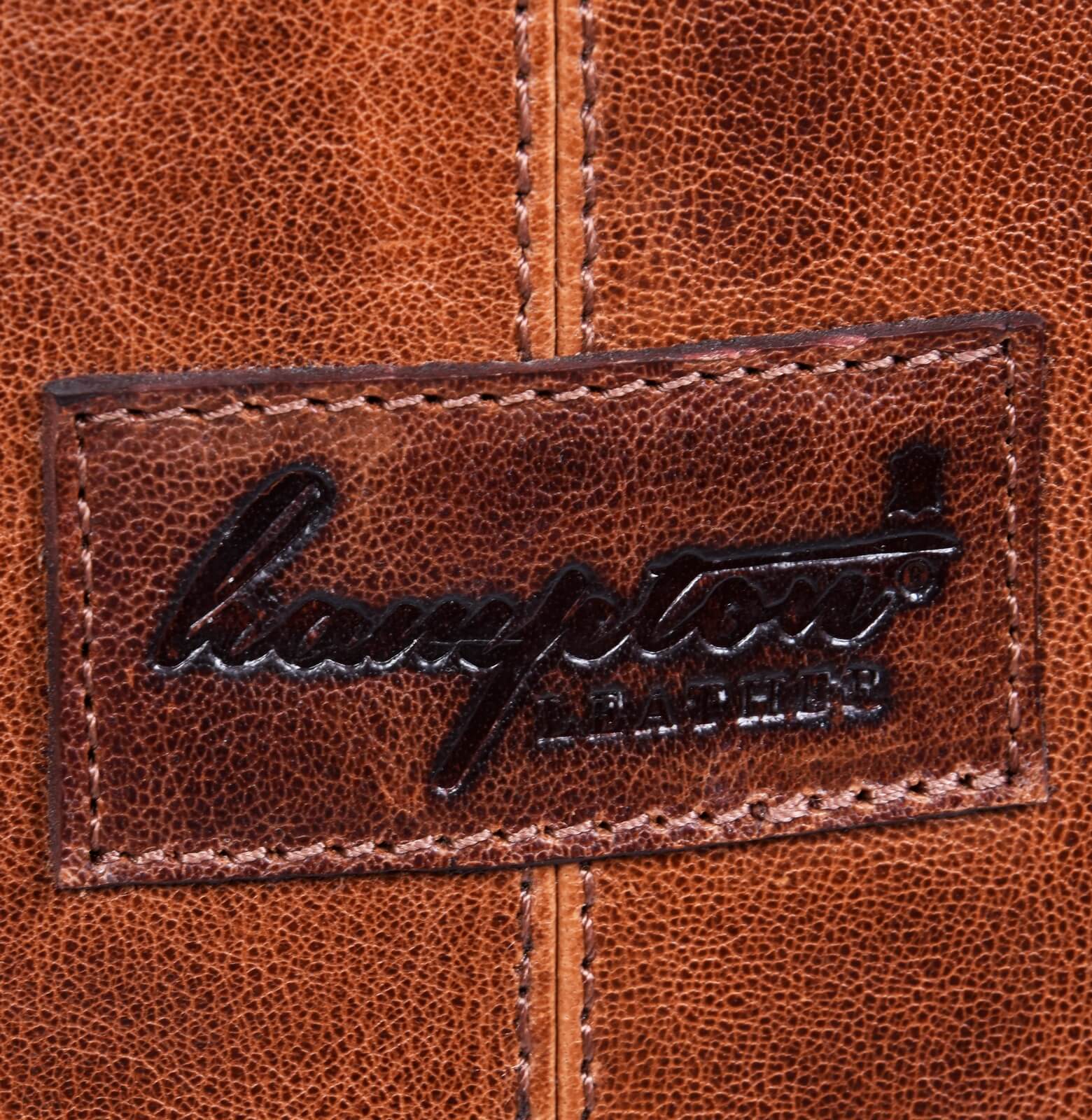 Τσάντα χειρός από γνήσιο δέρμα - καφέ,