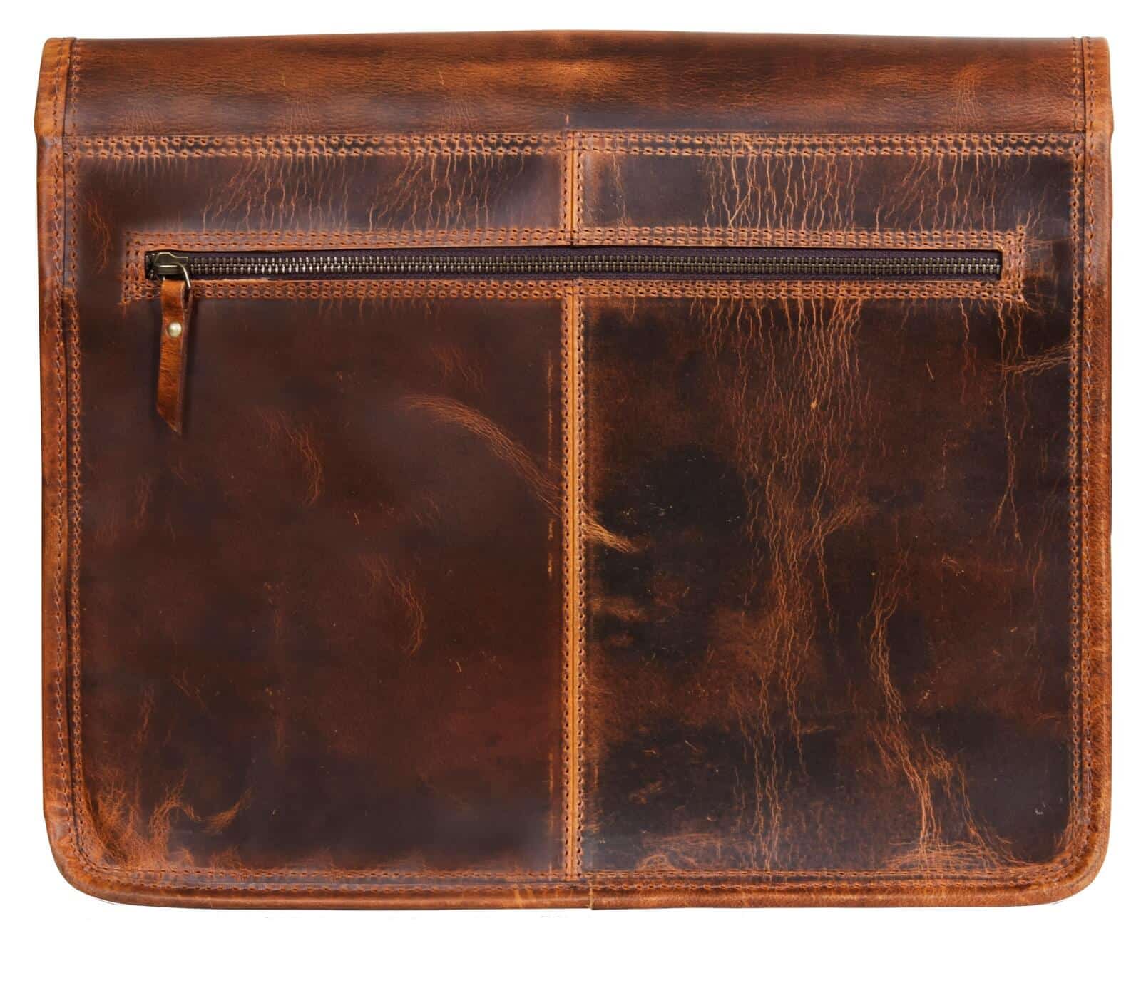 Τσάντα Ταχυδρόμου για Laptop από Γνήσιο Δέρμα - Έως 15" - Καφέ