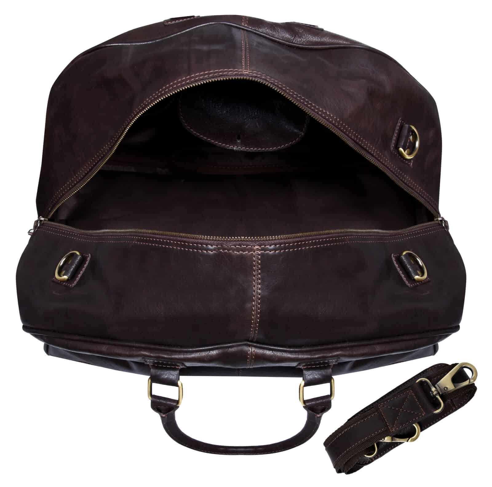 Γνήσια Δερμάτινη Vintage Τσάντα Ταξιδιού - Καφέ