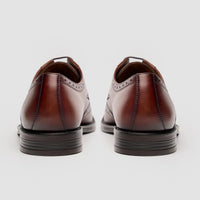 Lorenzo - Ανδρικά Oxfords σε καφέ χρώμα από γυαλιστερό δέρμα