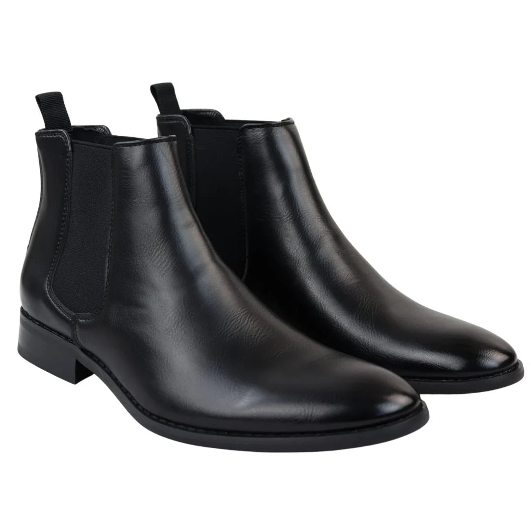 Ανδρικά μποτάκια Chelsea Slip-On σε μαύρο χρώμα