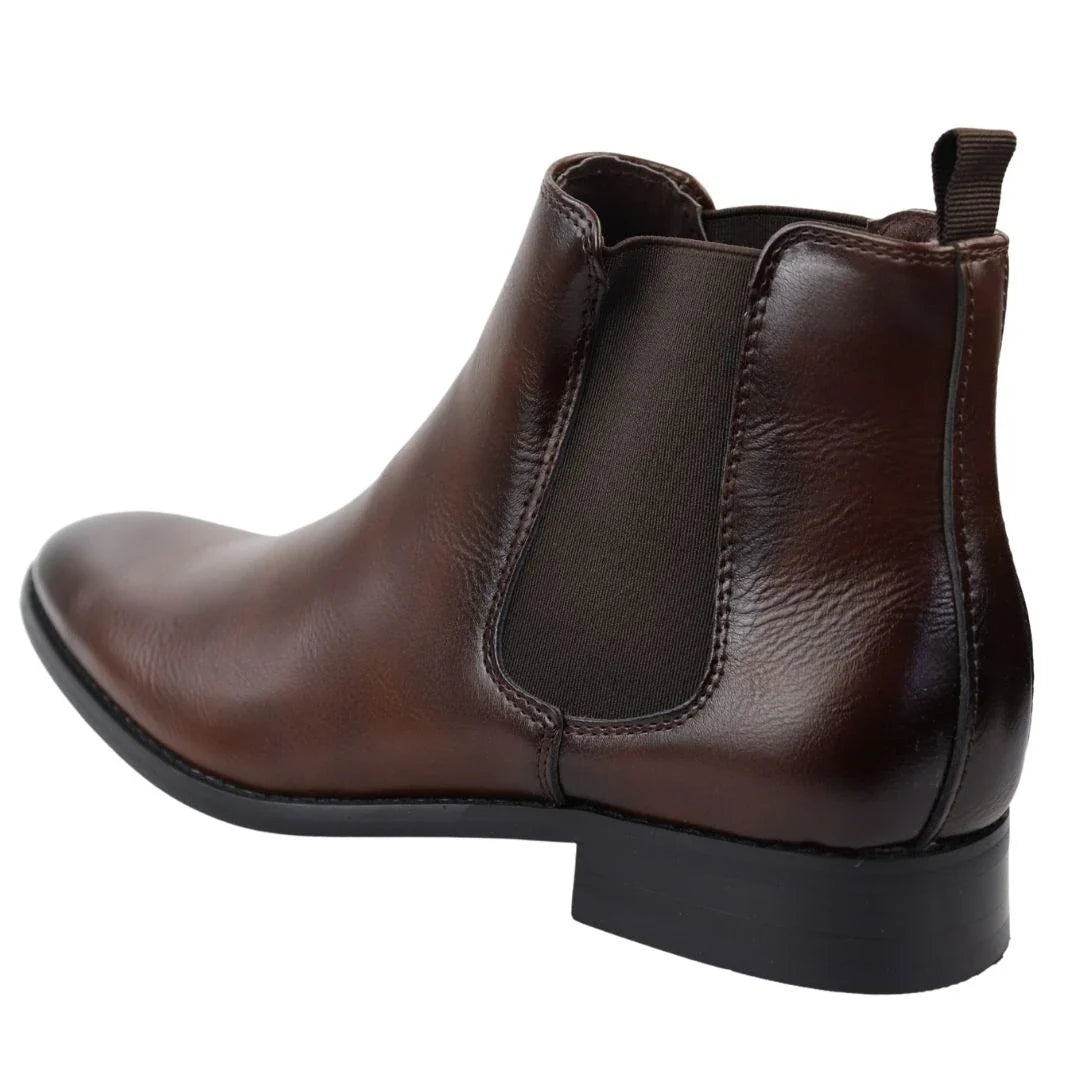 Ανδρικά καφέ μποτάκια Chelsea Slip-On μέχρι τον αστράγαλο
