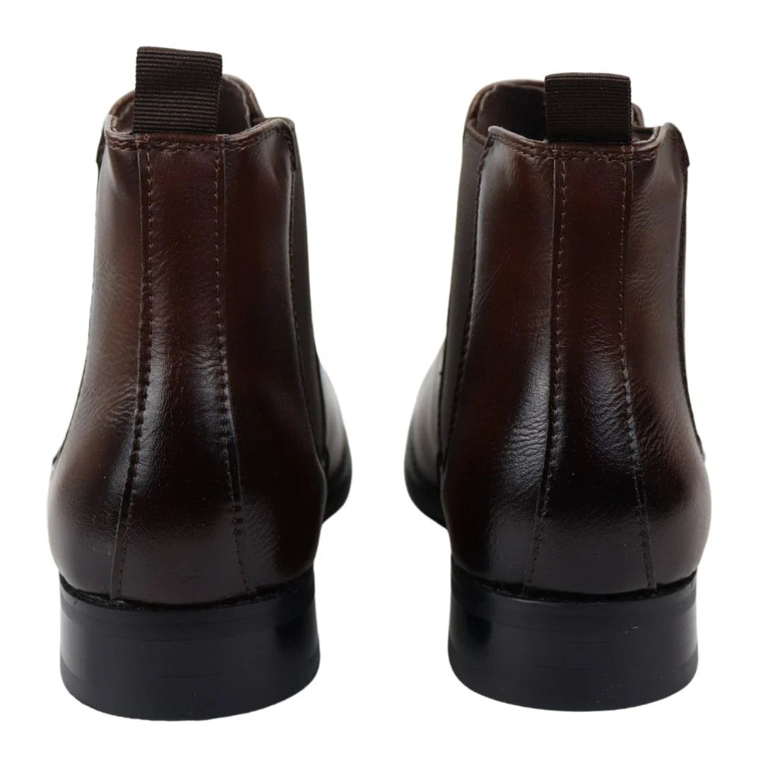 Ανδρικά καφέ μποτάκια Chelsea Slip-On μέχρι τον αστράγαλο