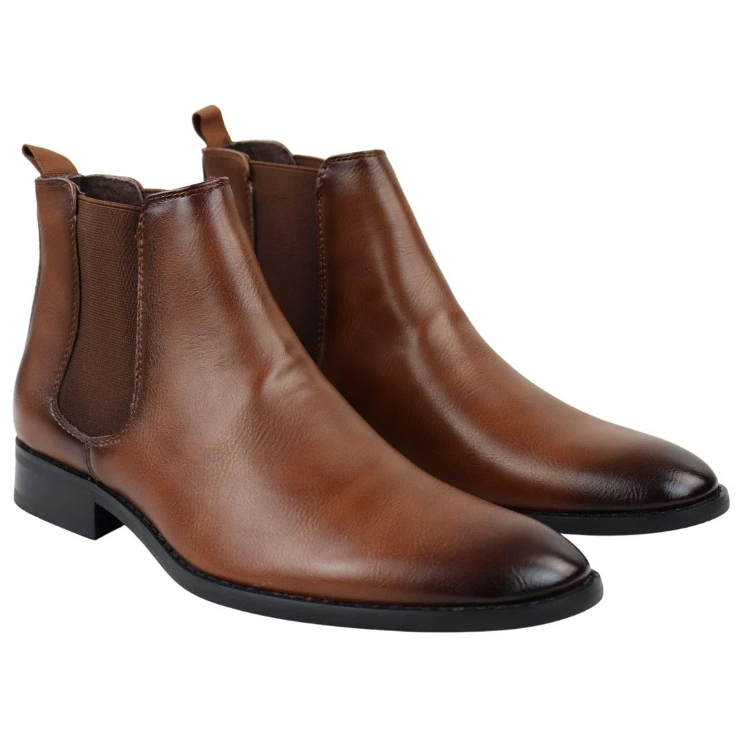 Ανδρικά μποτάκια Chelsea Slip On σε καφέ χρώμα