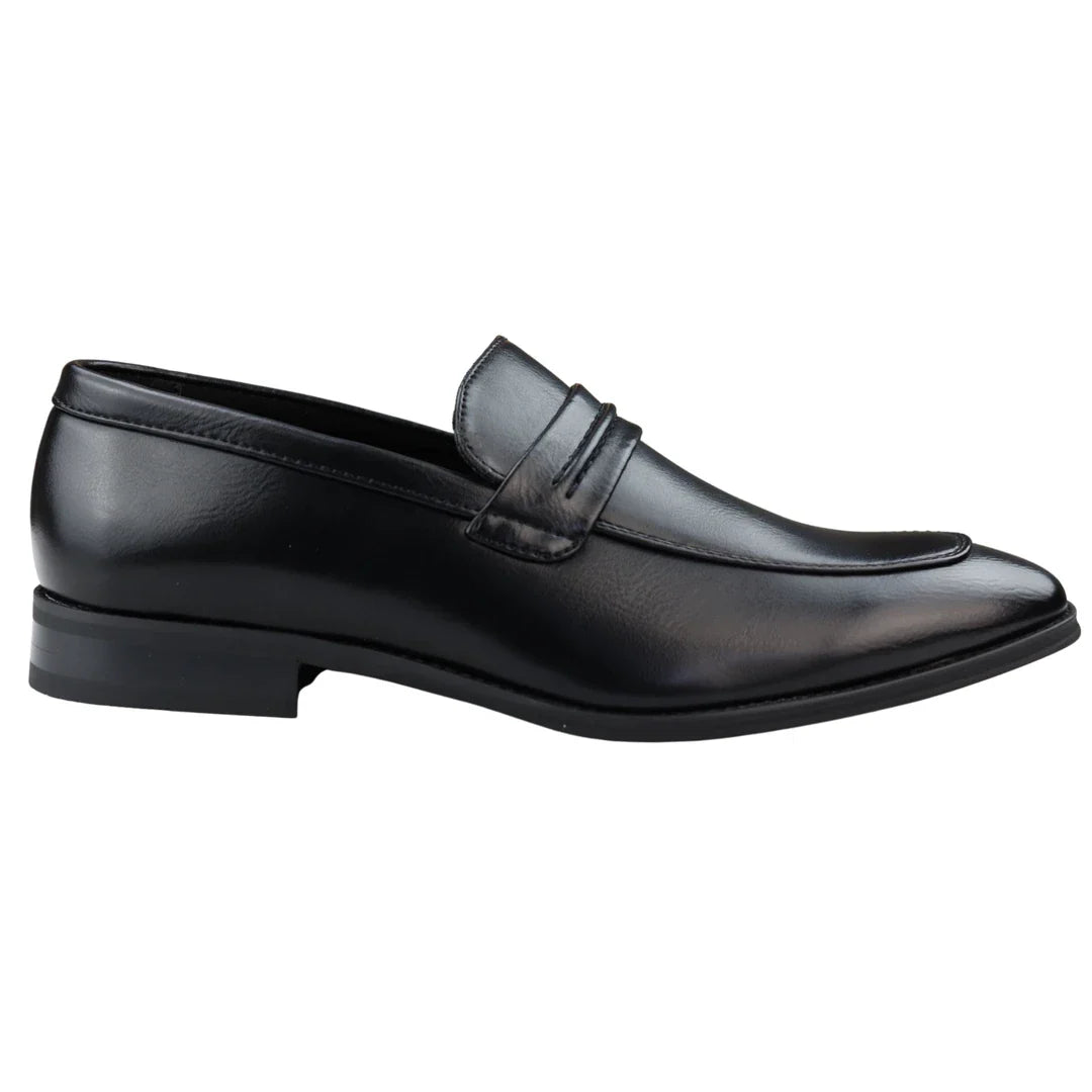 Ανδρικά Μοκασίνια Μαύρα Loafers με Δερμάτινη Επένδυση Slip On, Κομψά Επίσημα Παπούτσια