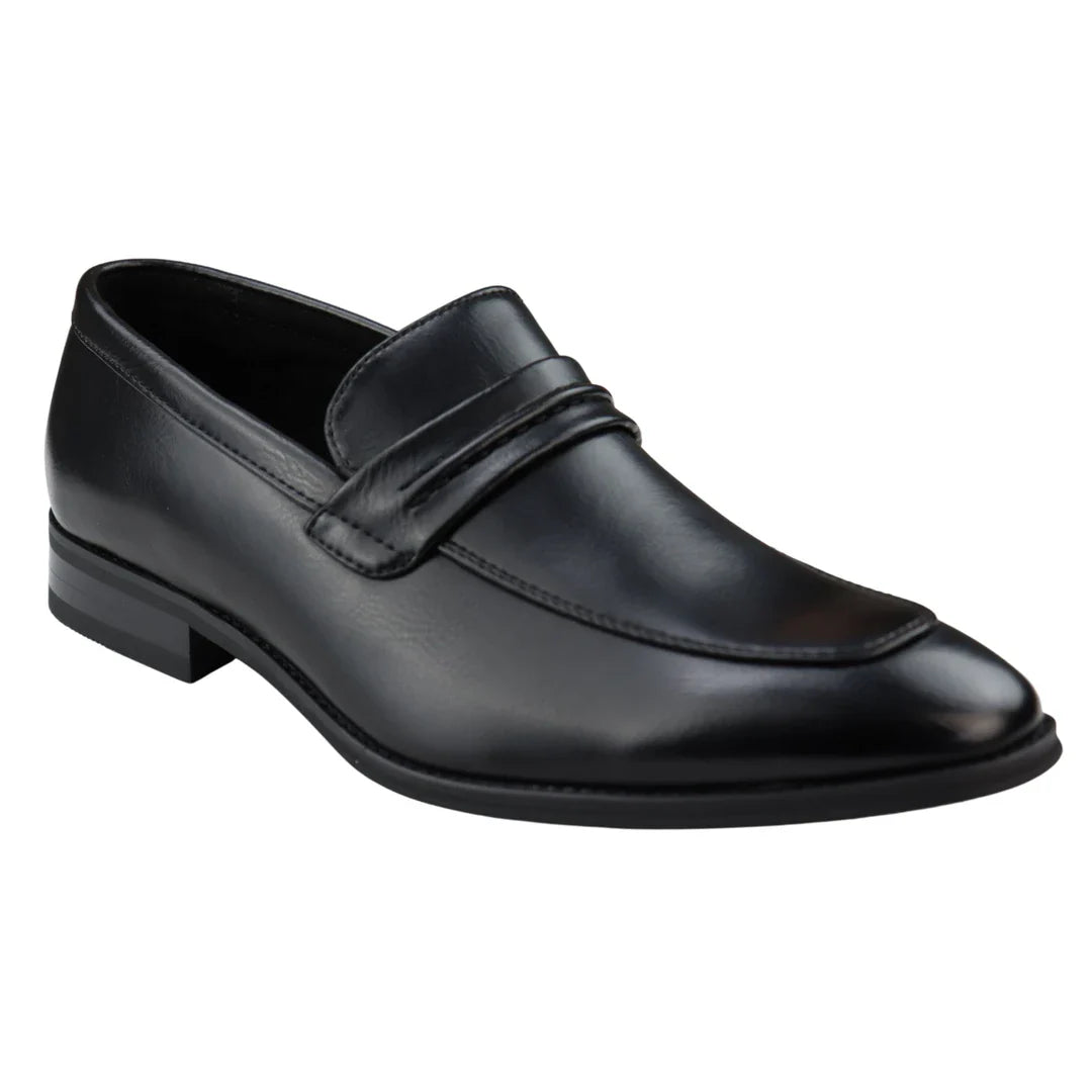 Ανδρικά Μοκασίνια Μαύρα Loafers με Δερμάτινη Επένδυση Slip On, Κομψά Επίσημα Παπούτσια