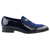 Ανδρικά Μοκασίνια Loafers από Δέρμα, Μπλε Επένδυση, Slip On, Βελούδινα, Έξυπνα Επίσημα Παπούτσια