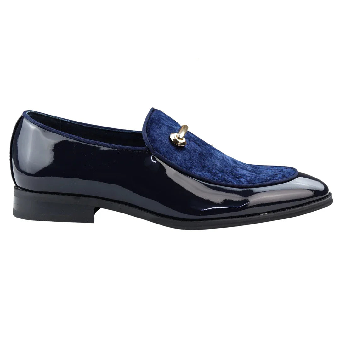 Ανδρικά Μοκασίνια Loafers από Δέρμα, Μπλε Επένδυση, Slip On, Βελούδινα, Έξυπνα Επίσημα Παπούτσια