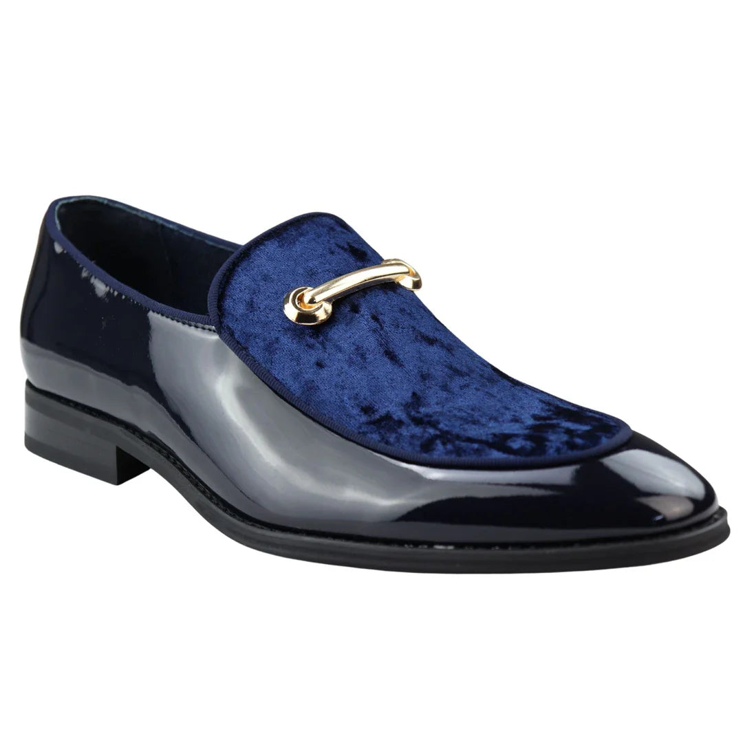 Ανδρικά Μοκασίνια Loafers από Δέρμα, Μπλε Επένδυση, Slip On, Βελούδινα, Έξυπνα Επίσημα Παπούτσια