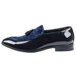Ανδρικά Loafers με slip-on βελούδινη φούντα και λεπτομέρειες από λουστρίνι σε μπλε χρώμα