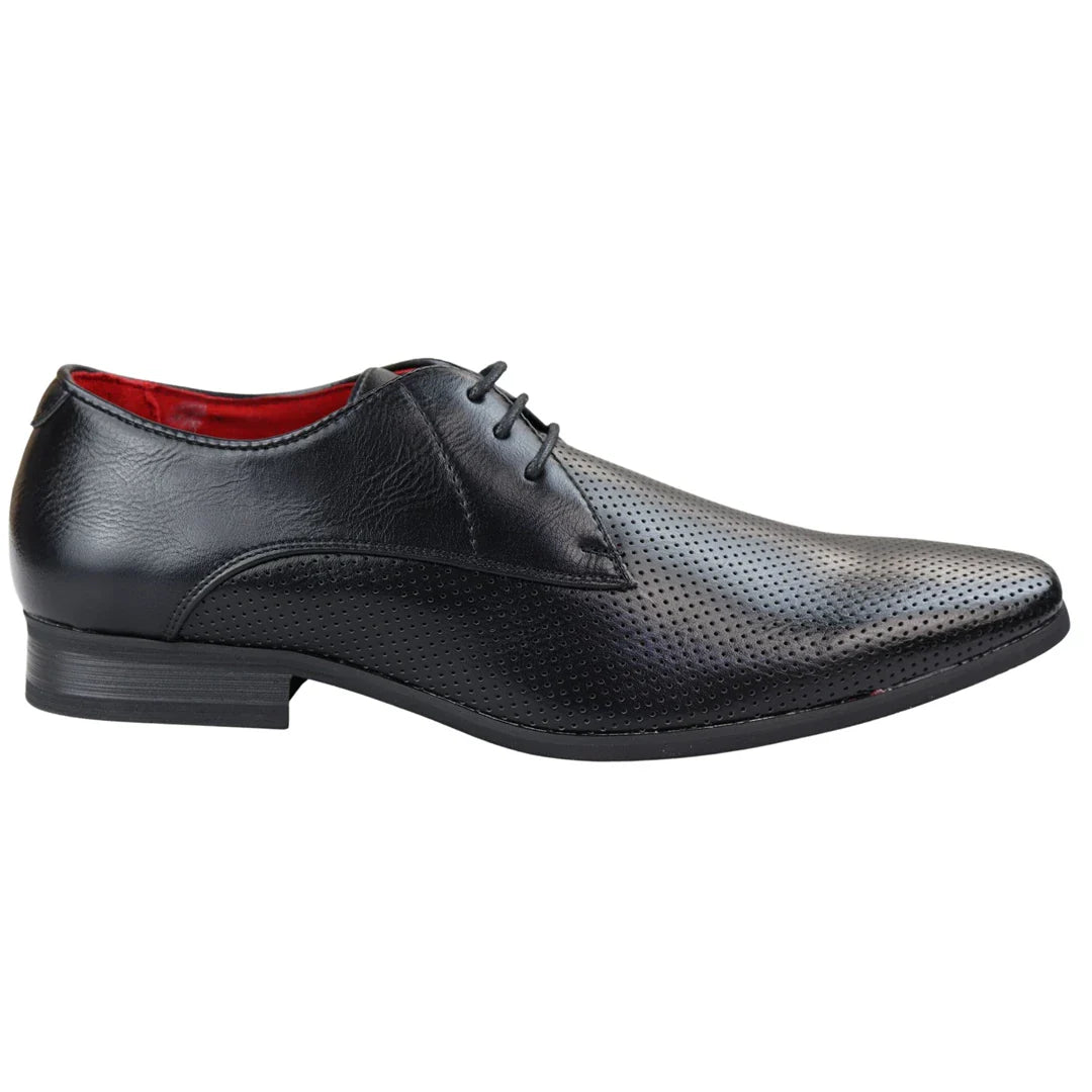 Ανδρικά Παπούτσια Smart Formal με Διάτρητα, Μυτερά Δερμάτινα Δερμάτινα και Δαντέλα, Μαύρο PU