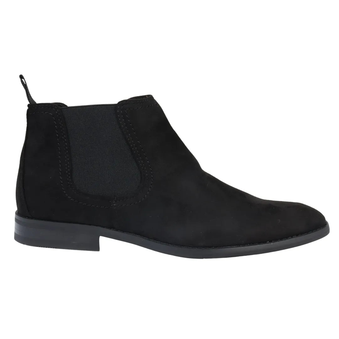 Ανδρικές μπότες Chelsea Slip-On από μαύρες σουέτ με επένδυση δέρματος