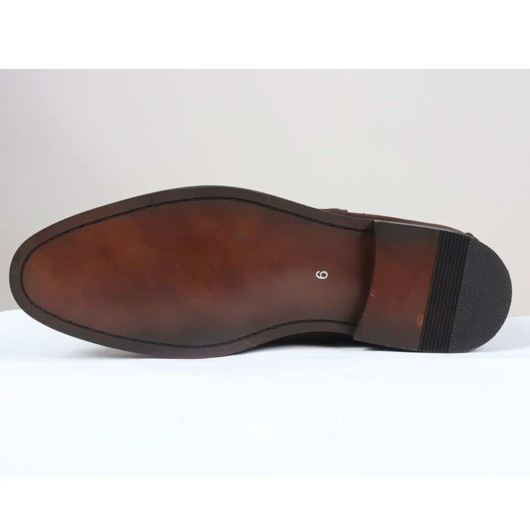 Ανδρικές μπότες Chelsea Slip-On από μαύρες σουέτ με επένδυση δέρματος