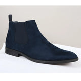 Ανδρικές μπότες Chelsea Slip On σε μπλε χρώμα από σουέτ με επένδυση από δέρμα