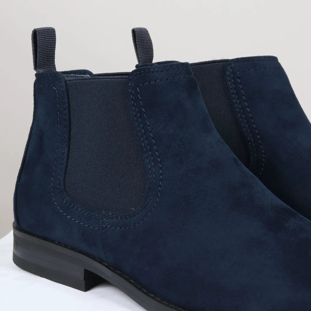 Ανδρικές μπότες Chelsea Slip On σε μπλε χρώμα από σουέτ με επένδυση από δέρμα