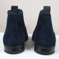Ανδρικές μπότες Chelsea Slip On σε μπλε χρώμα από σουέτ με επένδυση από δέρμα