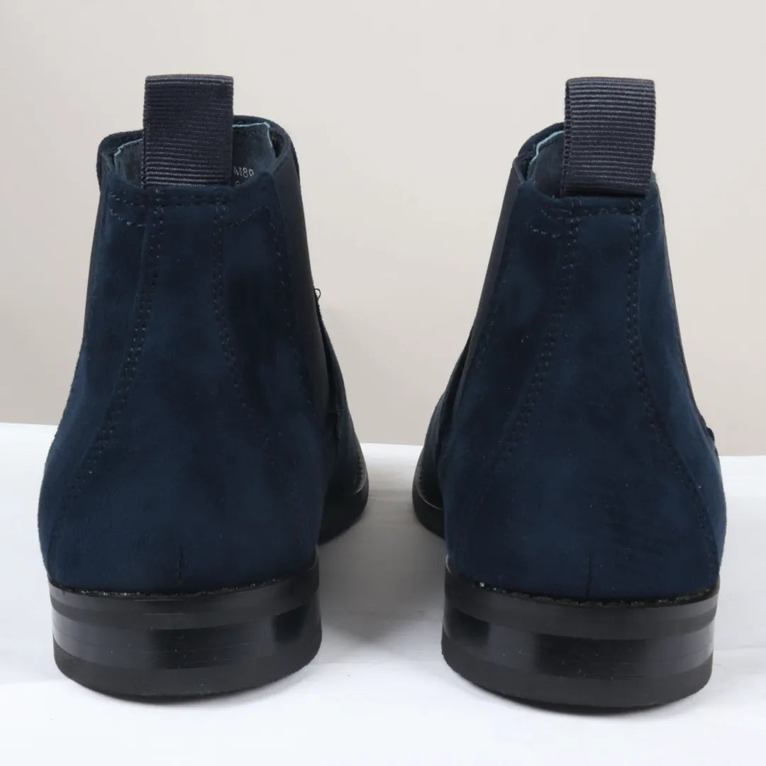 Ανδρικές μπότες Chelsea Slip On σε μπλε χρώμα από σουέτ με επένδυση από δέρμα