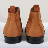 Ανδρικές μπότες Chelsea Slip On σε καφέ, καφέ, σουέτ και δερμάτινη επένδυση