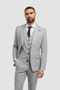 Malibu - Ανδρικό Γκρι Σακάκι με Ραφές