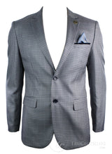 Ανδρικό Tweed Vintage Retro Γκρι Καρό Σακάκι με Μπλέιζερ Αγκώνα με Μαύρο Τελείωμα