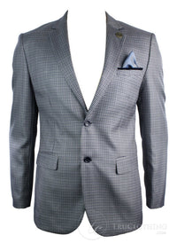 Ανδρικό Tweed Vintage Retro Γκρι Καρό Σακάκι με Μπλέιζερ Αγκώνα με Μαύρο Τελείωμα