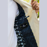 Mario - Ανδρικό Καλοκαιρινό Κοστούμι 2 Τεμαχίων Μπεζ Γραφείο Γάμου Κλασικό Ιταλικό