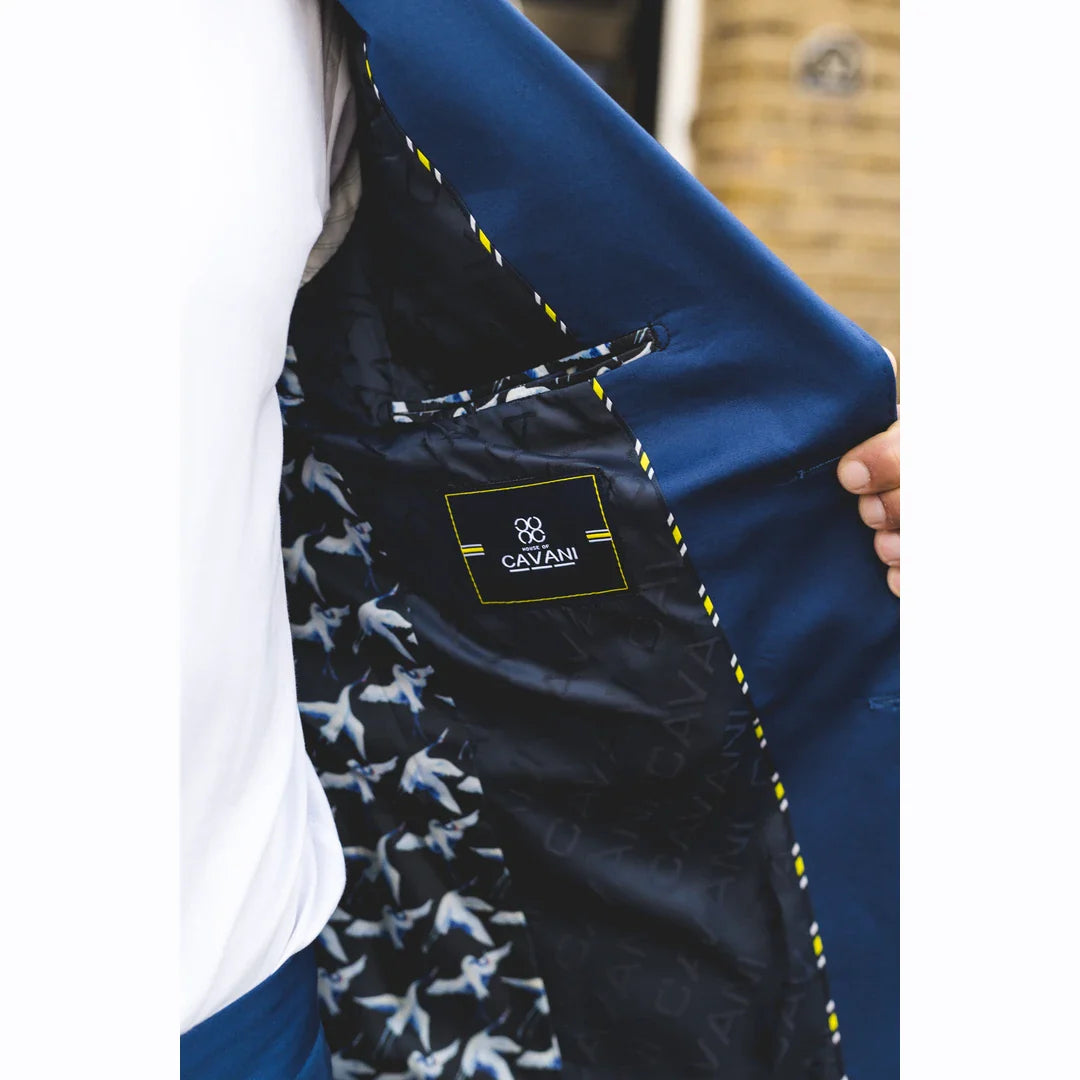 Mario - Ανδρικό Καλοκαιρινό Κοστούμι 2 Τεμαχίων Μπλε Γραφείο Γάμος Κλασικό Ιταλικό