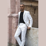 Mario - Ανδρικό Καλοκαιρινό Κοστούμι 2 Τεμαχίων Κρεμ Γραφείο Γάμος Κλασικό Ιταλικό