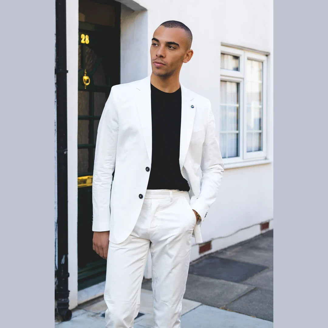 Mario - Ανδρικό Καλοκαιρινό Κοστούμι 2 Τεμαχίων Κρεμ Γραφείο Γάμος Κλασικό Ιταλικό