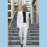 Mario - Ανδρικό Καλοκαιρινό Κοστούμι 2 Τεμαχίων Κρεμ Γραφείο Γάμος Κλασικό Ιταλικό