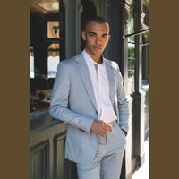 Mario - Ανδρικό Καλοκαιρινό Κοστούμι 2 Τεμαχίων Ανοιχτό Μπλε Γραφείο Γάμος Κλασικό Ιταλικό